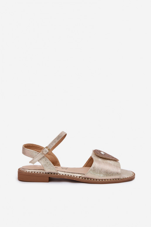 Sieviešu basenes ar platiem papēžiem ar ornamentiem S.Barski KV51-098 Zelta krāsas