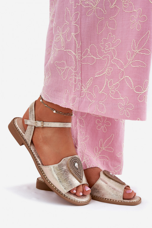 Sieviešu basenes ar platiem papēžiem ar ornamentiem S.Barski KV51-098 Zelta krāsas