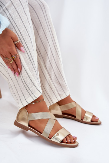 līdzenas zoles basenes Z Elastycznymi Paskami Zelta krāsas Tā irrinea