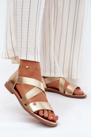 līdzenas zoles basenes Z Elastycznymi Paskami Zelta krāsas Tā irrinea 2