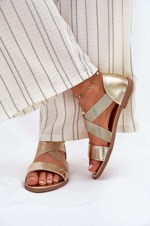 līdzenas zoles basenes Z Elastycznymi Paskami Zelta krāsas Tā irrinea