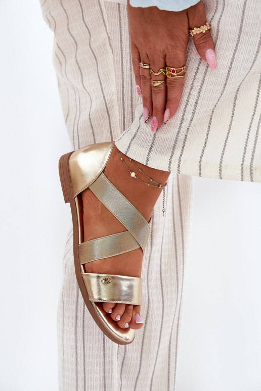 līdzenas zoles basenes Z Elastycznymi Paskami Zelta krāsas Tā irrinea