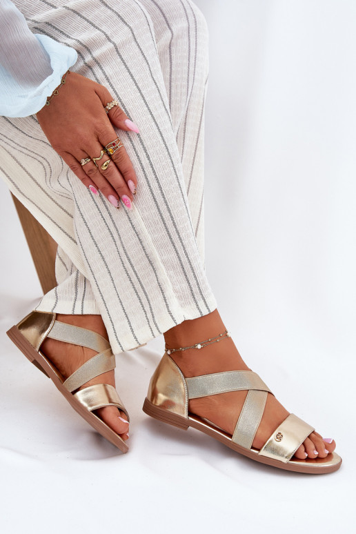 līdzenas zoles basenes Z Elastycznymi Paskami Zelta krāsas Tā irrinea