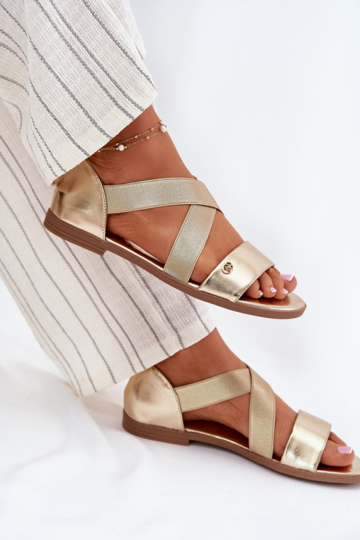 līdzenas zoles basenes Z Elastycznymi Paskami Zelta krāsas Tā irrinea