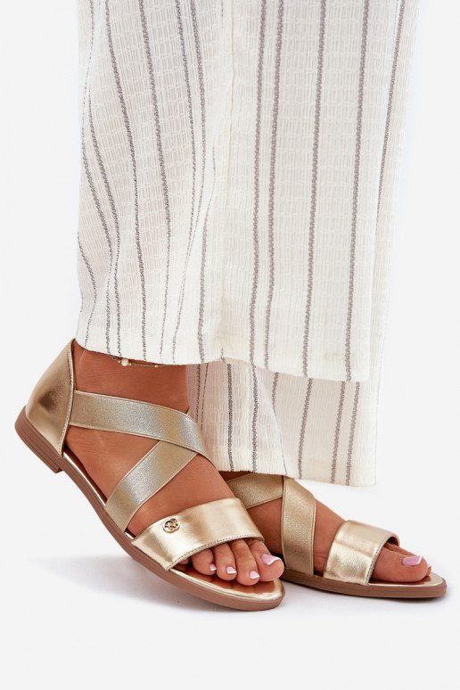 līdzenas zoles basenes Z Elastycznymi Paskami Zelta krāsas Tā irrinea