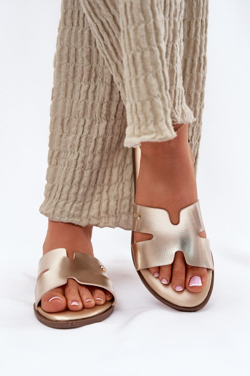 Čības Sieviešu dzīvoklis no eko ādas Zelta krāsas Firvania