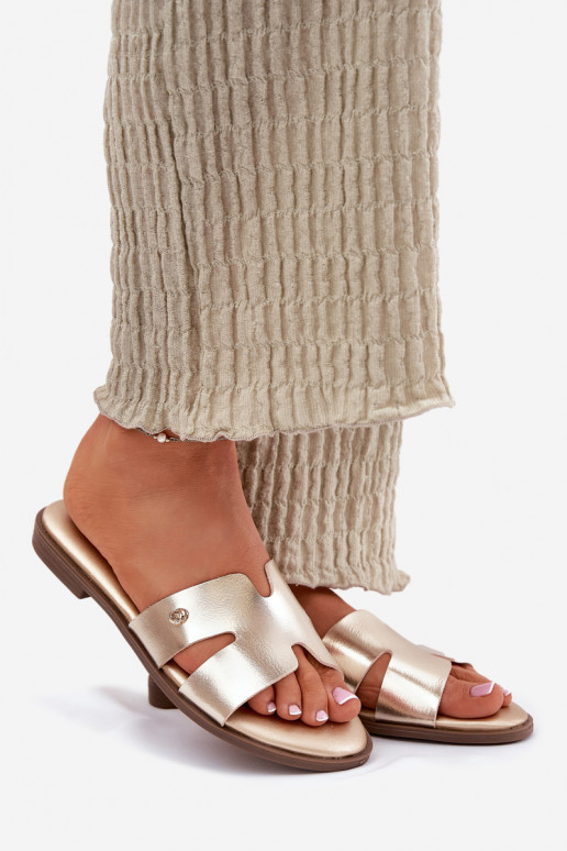 Čības Sieviešu dzīvoklis no eko ādas Zelta krāsas Firvania