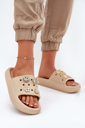 sieviešu čības Vieglas čības uz pirksta Z Przypinkami Vinceza 76055 smilšu krāsas