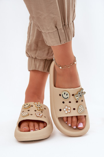 sieviešu čības Vieglas čības uz pirksta Z Przypinkami Vinceza 76055 smilšu krāsas 2