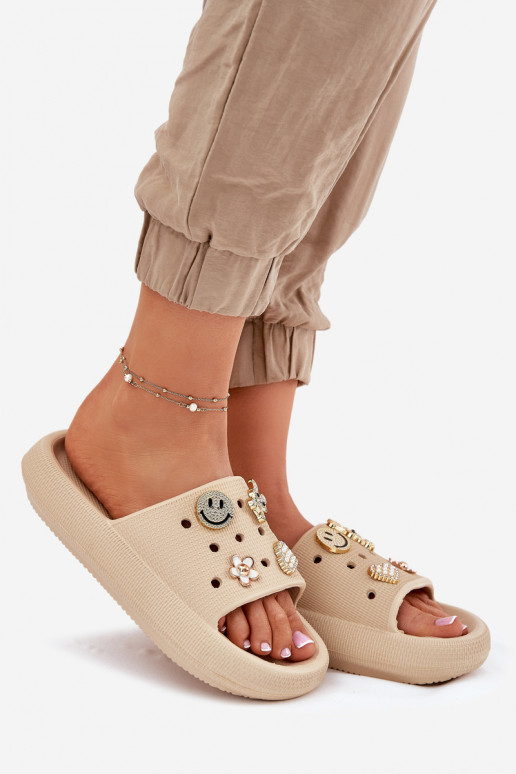 sieviešu čības Vieglas čības uz pirksta Z Przypinkami Vinceza 76055 smilšu krāsas