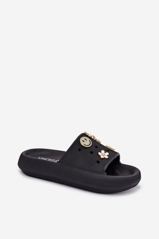 sieviešu čības Vieglas čības uz pirksta Z Przypinkami Vinceza 76055 melnas krāsas