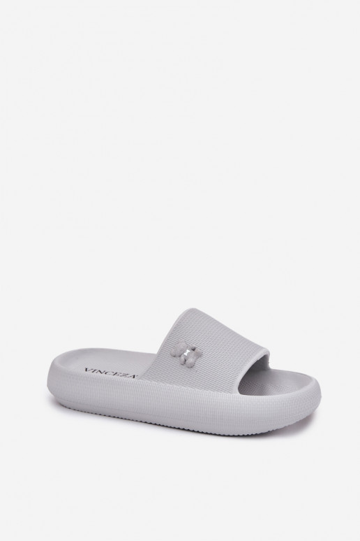 Vieglas čības uz pirksta sieviešu čības ar platformu Ar Lāci Vinceza 75210 Pelēkas krāsas