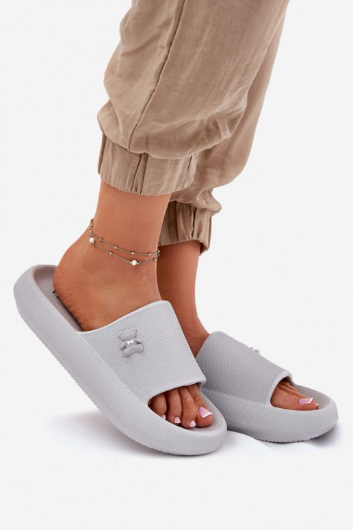 Vieglas čības uz pirksta sieviešu čības ar platformu Ar Lāci Vinceza 75210 Pelēkas krāsas