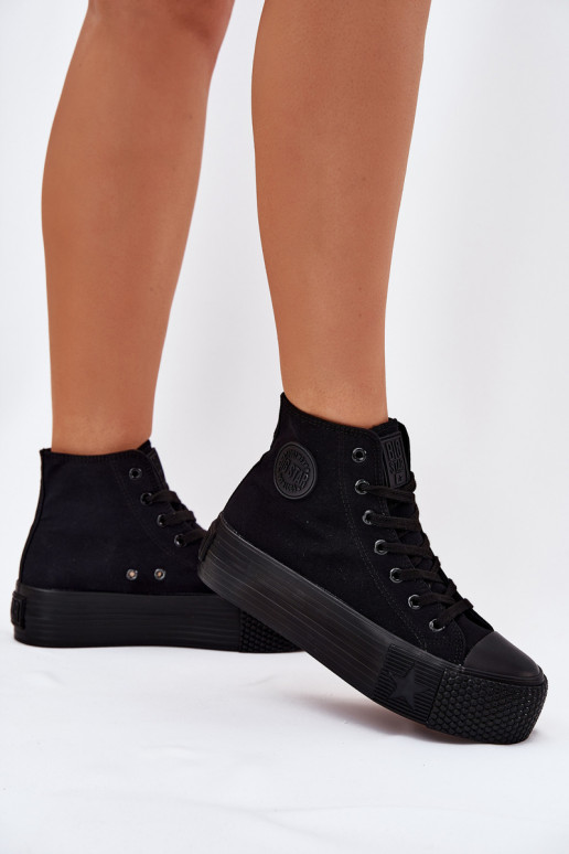 sieviešu puszābaki ar platformu Big Star RR274742 melnas krāsas sieviešu puszābaki ar platformu Big Star RR274742 melnas krāsas