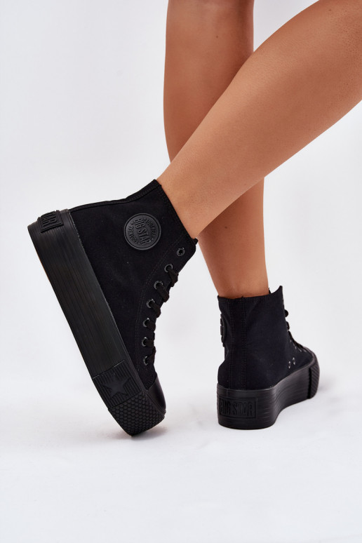 sieviešu puszābaki ar platformu Big Star RR274742 melnas krāsas sieviešu puszābaki ar platformu Big Star RR274742 melnas krāsas