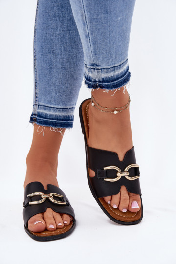 Čības Sieviešu dzīvoklis Ar greznu Detalem melnas krāsas Amiresna 2