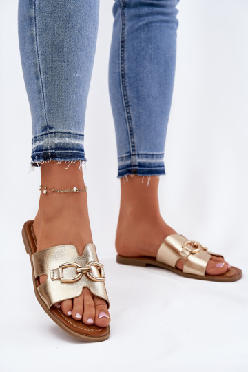 Čības Sieviešu dzīvoklis Ar greznu Detalem Zelta krāsas Amiresna