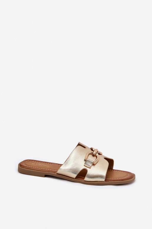 Čības Sieviešu dzīvoklis Ar greznu Detalem Zelta krāsas Amiresna