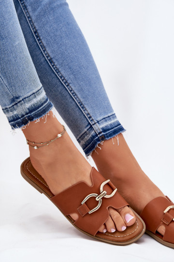 Čības Sieviešu dzīvoklis Ar greznu Detalem brūnas krāsas Amiresna