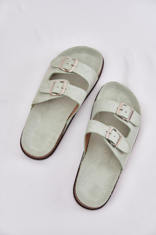 sieviešu čības ar sprādzēm piparmētras krāsas Oliena