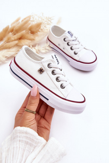 Bērnu klasiskā modeļa brīvā laika apavi Big Star DD374160 baltā krāsā 2