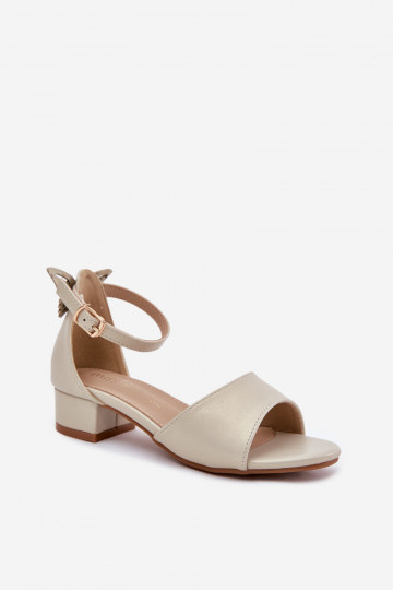 Spīdīgi sandales Bērnu Uz Zema Papēža Zelta krāsas Ainare