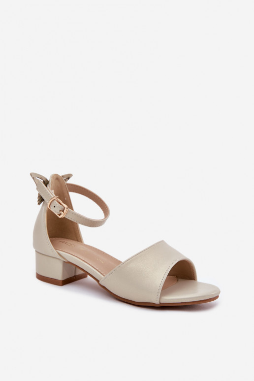 Spīdīgi sandales Bērnu Uz Zema Papēža Zelta krāsas Ainare