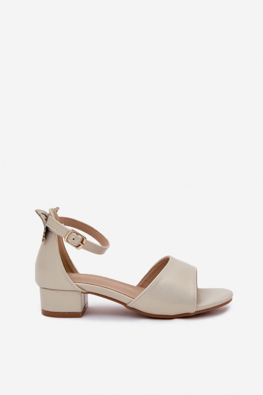 Spīdīgi sandales Bērnu Uz Zema Papēža Zelta krāsas Ainare