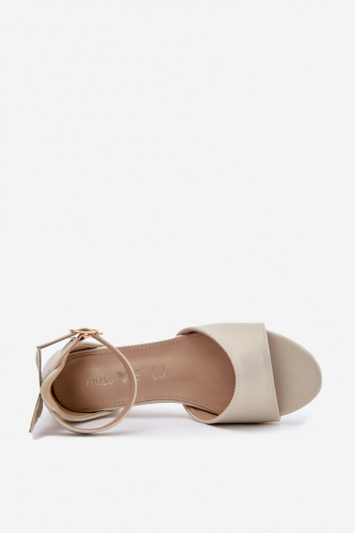 Spīdīgi sandales Bērnu Uz Zema Papēža Zelta krāsas Ainare