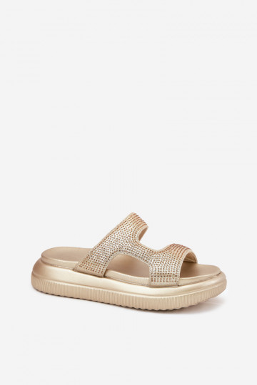 Dekorētas sieviešu čības ar platformu Zelta krāsas Jestella 2