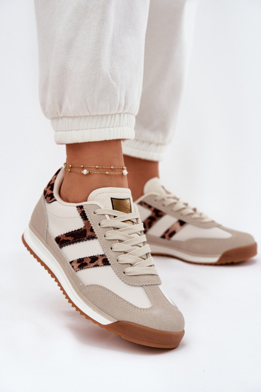 Zems Sneakers modeļa apavi Sieviešu ar leoparda kažokādas rakstu smilšu krāsas Rulaana Zems Sneakers modeļa apavi Sieviešu ar leoparda kažokādas rakstu smilšu krāsas Rulaana