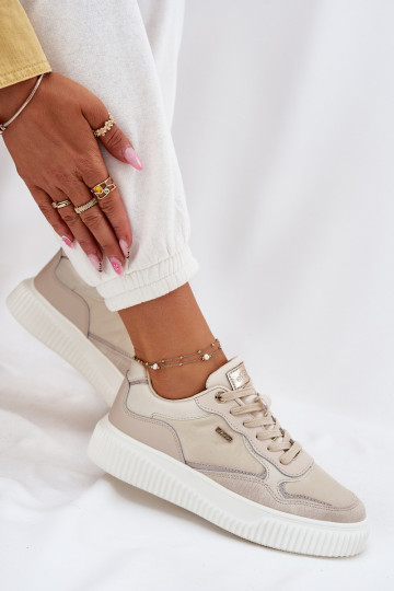 Āda Sneakers modeļa apavi Sieviešu ar platformu smilšu krāsas Velarria