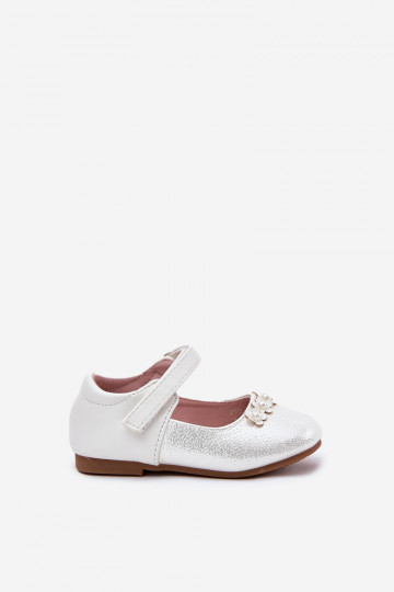 balerīnas Bērnu apavi ar lipīgām aizdarēm Z Ziedsuszkami baltas krāsas Nikione 2