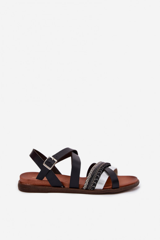 Sieviešu līdzenas zoles basenes Ar svītrām Sergio Leone SK087H melnas krāsas