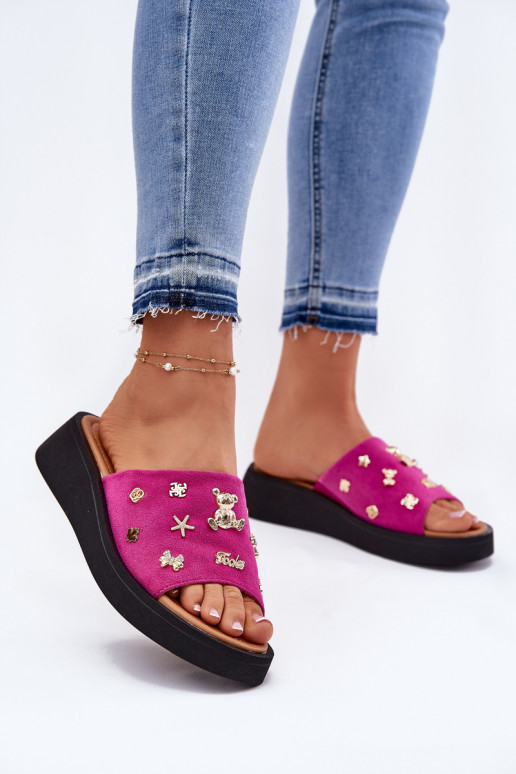 sieviešu zamšādas čības Z Przypinkami Vinceza 66741 rozā krāsas sieviešu zamšādas čības Z Przypinkami Vinceza 66741 rozā krāsas