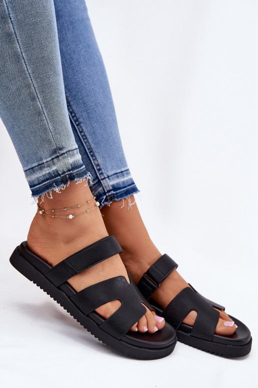 sieviešu čības Z ar lipīgām aizdarēmem Vinceza 17401 melnas krāsas