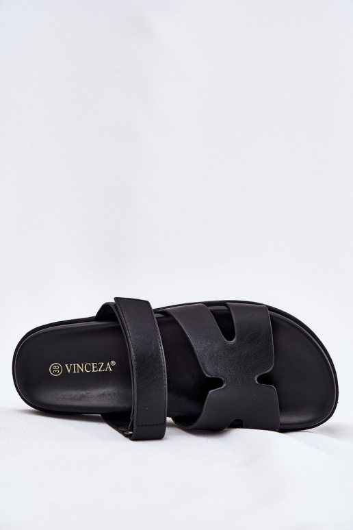 sieviešu čības Z ar lipīgām aizdarēmem Vinceza 17401 melnas krāsas