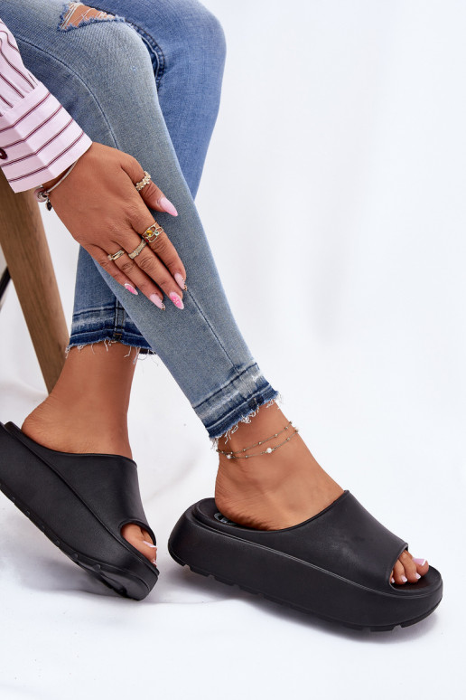 Vieglas čības uz pirksta sieviešu čības ar platformu melnas krāsas Xalvania