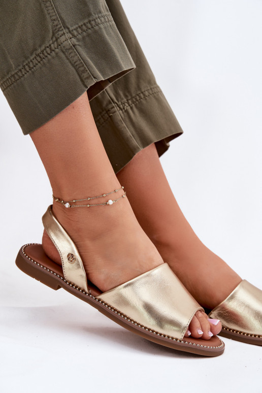 Sieviešu basenes ar platiem papēžiem Eko Āda Zelta krāsas Dereka