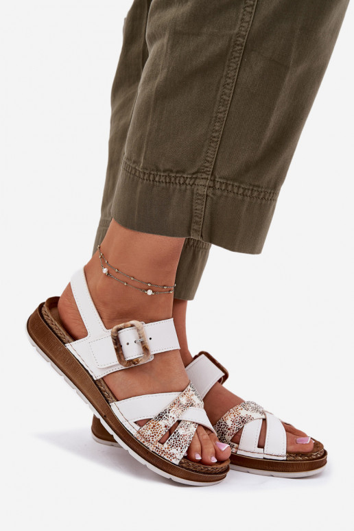 Sieviešu basenes ar sprādzēm Inblu GS000056 baltas krāsas