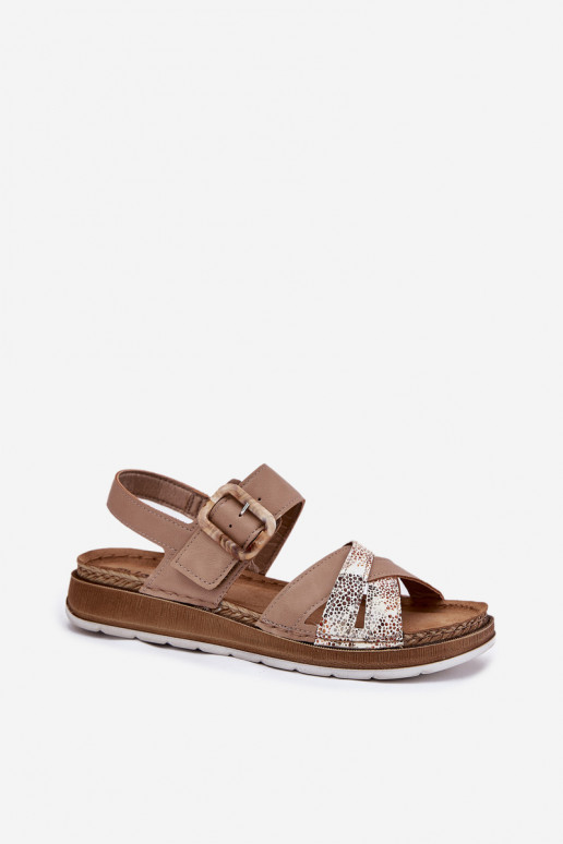 Sieviešu basenes ar sprādzēm Inblu GS000056 smilšu krāsas