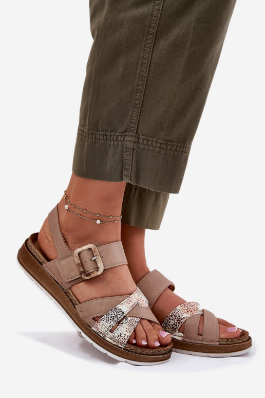 Sieviešu basenes ar sprādzēm Inblu GS000056 smilšu krāsas