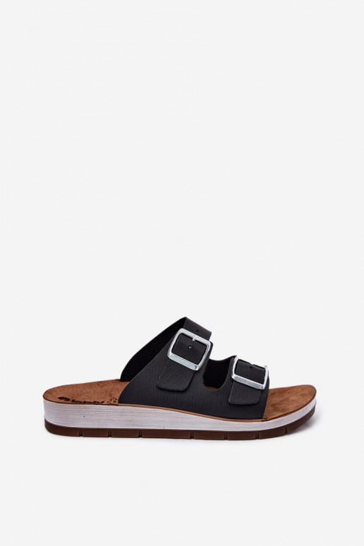 sieviešu čības ar sprādzēm Inblu CP000042 melnas krāsas