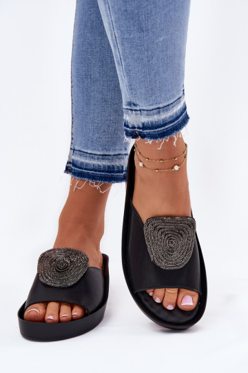 Āda Sieviešu Čības ar ornamentiem KV51-028 melnas krāsas 2