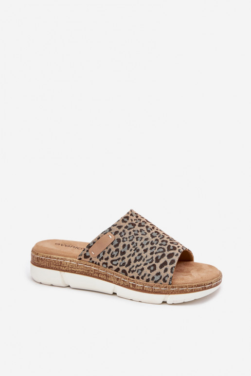 sieviešu čības Uz Ķīļa ar leoparda kažokādas rakstu Norozi