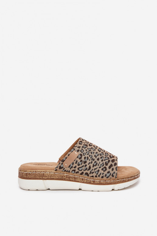 sieviešu čības Uz Ķīļa ar leoparda kažokādas rakstu Norozi