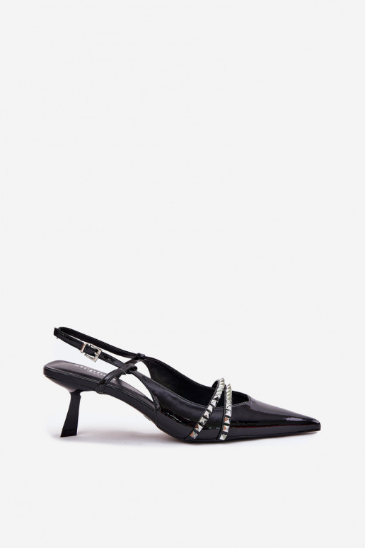 Laque Kurpes ar papēdi ar siksniņām melnas krāsas Jelmia Laque Kurpes ar papēdi ar siksniņām melnas krāsas Jelmia