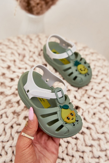 Bērnu sandales ar lipīgajiem aizdariem Ipanema Summer XIV Baby 83615 zaļā krāsā