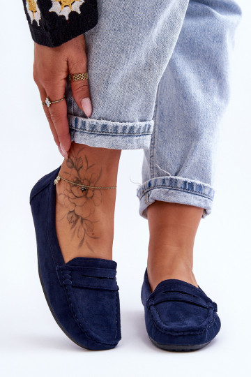 Eleganti zamšādas lauferi tumši zilas krāsas Lenvie 2