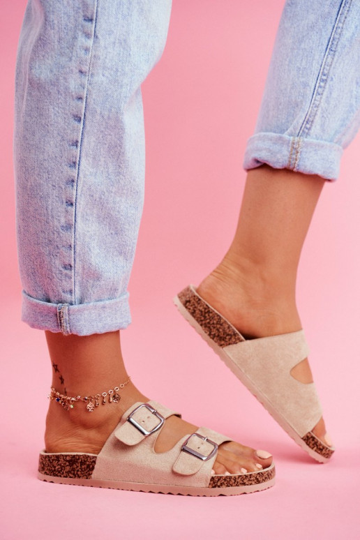 Sieviešu Čības Uz Koreku ar sprādzēm smilšu krāsas Si Senor